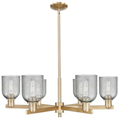 Innovations Lighting Caledonia 35" Wide 6-light Champagne Bronze Chandelier W/ Charcoal Shade In Gold