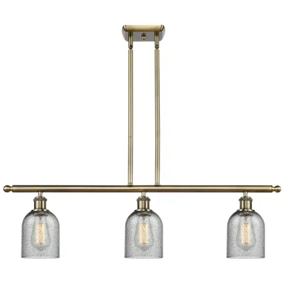 Innovations Lighting Caledonia 36"w 3 Light Antique Brass Stem Island Light W/ Charcoal Sha
