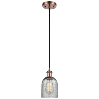 Innovations Lighting Caledonia 5" Antique Copper Cord Hung Mini Pendant W/ Charcoal Shade