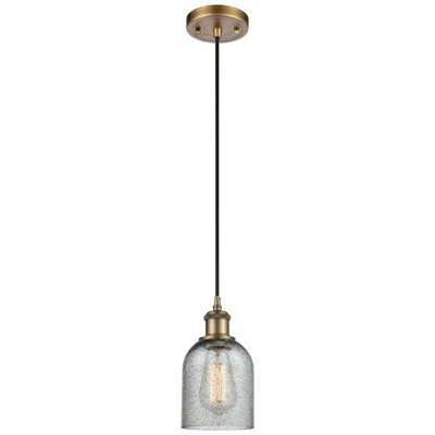 Innovations Lighting Caledonia 5" Brushed Brass Cord Hung Mini Pendant W/ Charcoal Shade