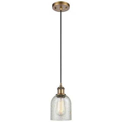 Innovations Lighting Caledonia 5" Brushed Brass Cord Hung Mini Pendant W/ Mica Shade