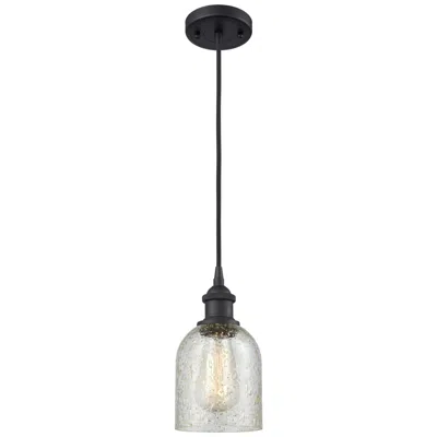 Innovations Lighting Caledonia 5" Matte Black Cord Hung Mini Pendant W/ Mica Shade