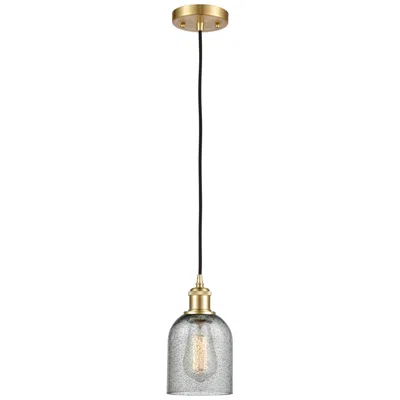 Innovations Lighting Caledonia 5" Satin Gold Cord Hung Mini Pendant W/ Charcoal Shade