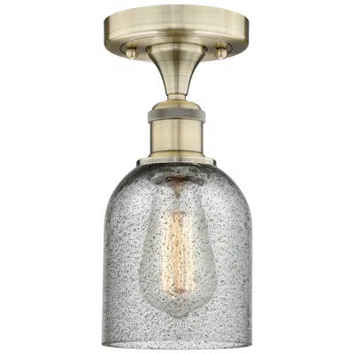 Innovations Lighting Caledonia 5" Wide Antique Brass Flush Mount With Charcoal Glass Shade