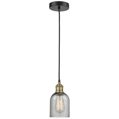 Innovations Lighting Caledonia 5" Wide Black Brass Corded Mini Pendant W/ Charcoal Shade