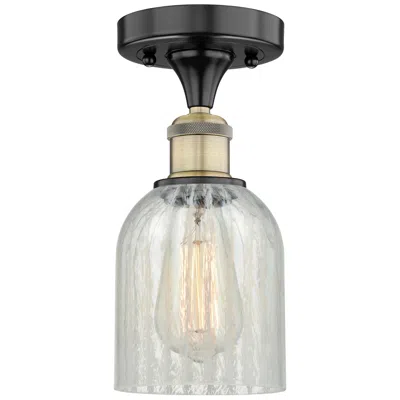 Innovations Lighting Caledonia 5"w Black Antique Brass Flush Mount With Mouchette Glass Sha