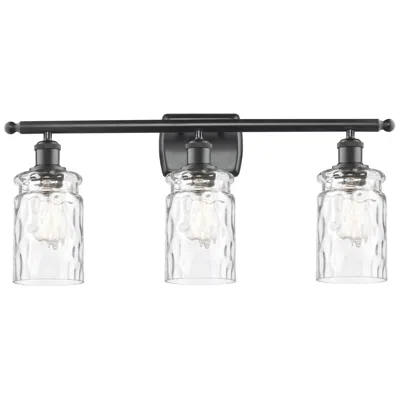 Innovations Lighting Candor 26"w 3 Light Matte Black Bath Vanity Light W/ Clear Waterglass