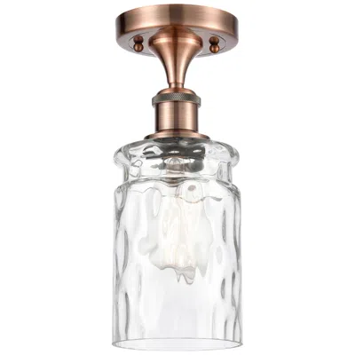 Innovations Lighting Candor 4.75" Wide Copper Semi Flush Mount W/ Clear Waterglass Shade