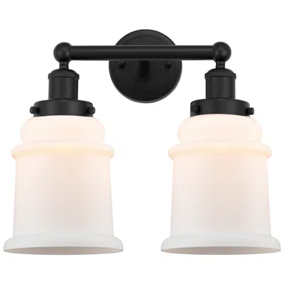 Innovations Lighting Canton 15" 2-light Matte Black Bath Light W/ Matte White Shade