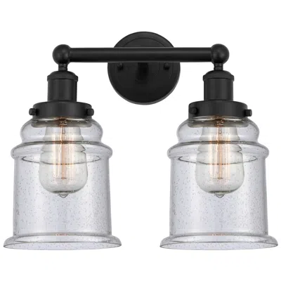 Innovations Lighting Canton 15" 2-light Matte Black Bath Light W/ Seedy Shade