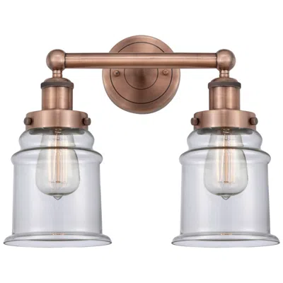 Innovations Lighting Canton 15" Wide 2 Light Antique Copper Bath Vanity Light With Clear Sh