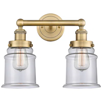 Innovations Lighting Canton 15" Wide 2 Light Brushed Brass Bath Vanity Light With Clear Sha In Gold