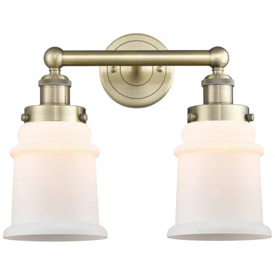 Innovations Lighting Canton 15"w 2 Light Antique Brass Bath Vanity Light With Matte White S