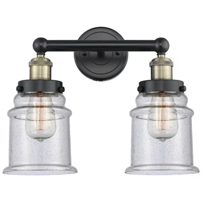 Innovations Lighting Canton 15"w 2 Light Black Antique Brass Bath Vanity Light With Seedy S
