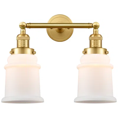 Innovations Lighting Canton 16.5" Wide 2 Light Satin Gold Bath Vanity Light W/ Matte White