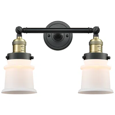 Innovations Lighting Canton 17" 2-light Black Antique Brass Bath Light W/ Matte White Shade