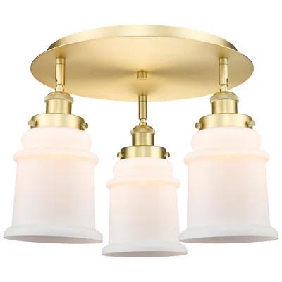 Innovations Lighting Canton 17.75"w 3 Light Satin Gold Flush Mount With Matte White Glass S