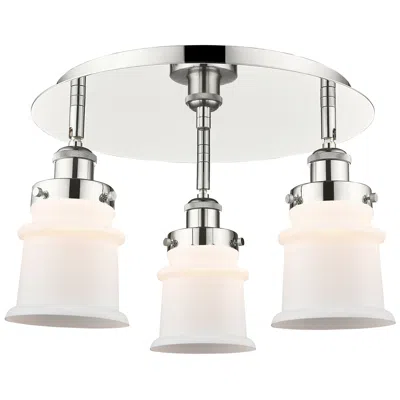 Innovations Lighting Canton 17"w 3 Light Polished Nickel Flush Mount W/ Matte White Glass S