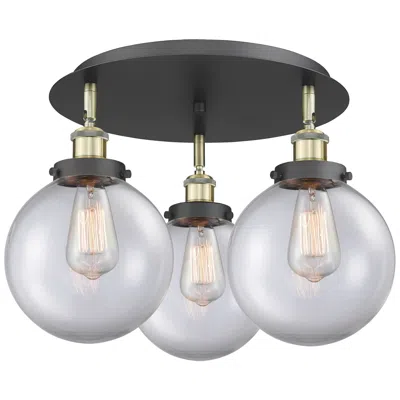 Innovations Lighting Canton 19.75"w 3 Light Black Antique Brass Flush Mount W/ Clear Glass