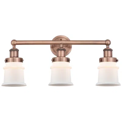 Innovations Lighting Canton 23.25"w 3 Light Antique Copper Bath Vanity Light With White Sha