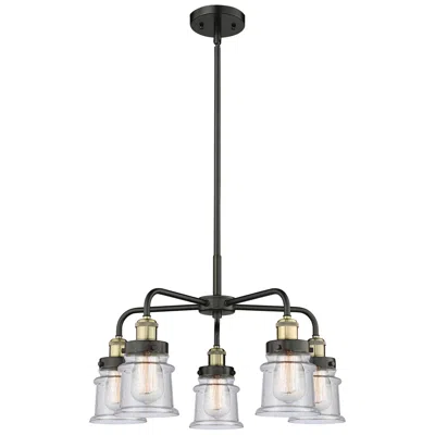 Innovations Lighting Canton 23.25"w 5 Light Black Brass Stem Hung Chandelier W/ Seedy Shade