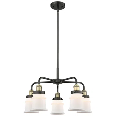Innovations Lighting Canton 23.25"w 5 Light Black Brass Stem Hung Chandelier W/ White Shade