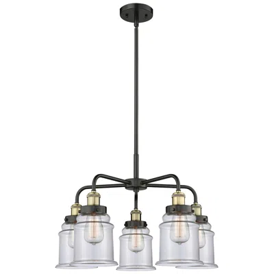 Innovations Lighting Canton 24"w 5 Light Black Antique Brass Stem Hung Chandelier W/ Clear