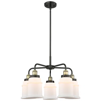Innovations Lighting Canton 24"w 5 Light Black Antique Brass Stem Hung Chandelier W/ White