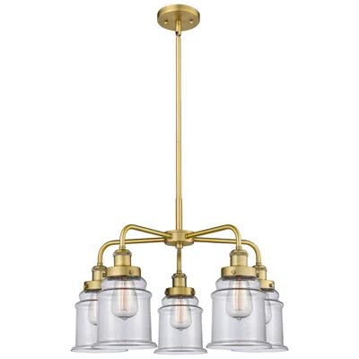 Innovations Lighting Canton 24"w 5 Light Brushed Brass Stem Hung Chandelier W/ Clear Glass