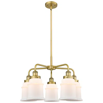 Innovations Lighting Canton 24"w 5 Light Brushed Brass Stem Hung Chandelier W/ White Shade