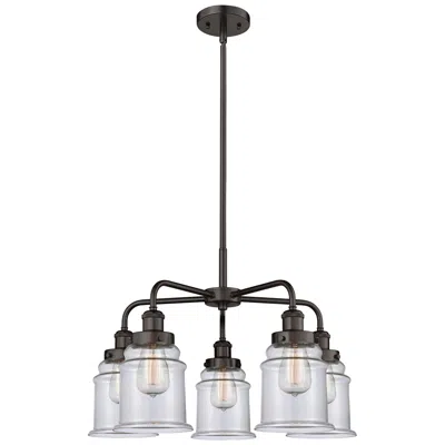 Innovations Lighting Canton 24"w 5 Light Oil Rubbed Bronze Stem Hung Chandelier W/ Clear Sh