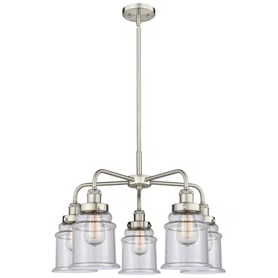 Innovations Lighting Canton 24"w 5 Light Satin Nickel Stem Hung Chandelier W/ Seedy Glass S
