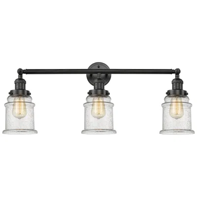 Innovations Lighting Canton 3 Light 30" Led Bath Light - Matte Black - Seedy Shade In Multi