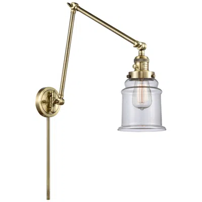 Innovations Lighting Canton 30" High Antique Brass Double Extension Swing Arm W/ Clear Shad