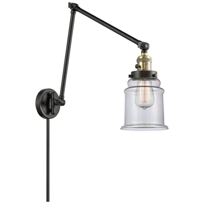 Innovations Lighting Canton 30" High Black Brass Double Extension Swing Arm W/ Clear Shade