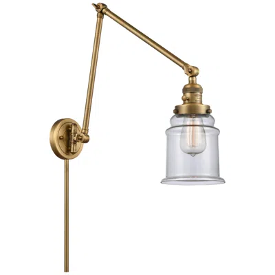 Innovations Lighting Canton 30" High Brushed Brass Double Extension Swing Arm W/ Clear Shad