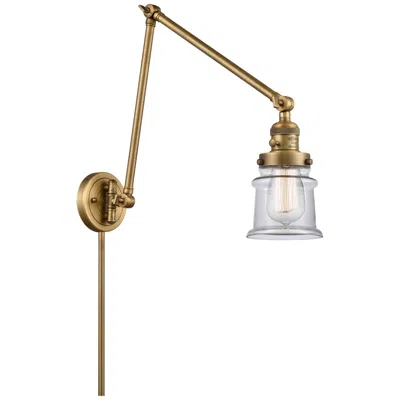 Innovations Lighting Canton 30" High Brushed Brass Double Extension Swing Arm W/ Clear Shad