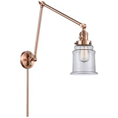 Innovations Lighting Canton 30" High Copper Double Extension Swing Arm W/ Clear Shade