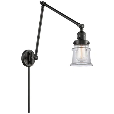 Innovations Lighting Canton 30" High Matte Black Double Extension Swing Arm W/ Clear Shade
