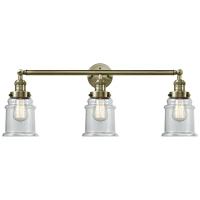 Innovations Lighting Canton 30" Wide 3 Light Antique Brass Bath Vanity Light W/ Clear Shade