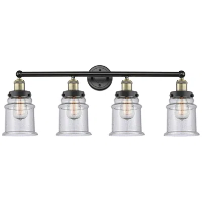 Innovations Lighting Canton 33" Wide 4 Light Black Brass Bath Vanity Light With Seedy Shade