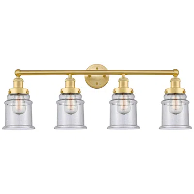 Innovations Lighting Canton 33" Wide 4 Light Satin Gold Bath Vanity Light With Seedy Shade