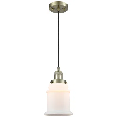 Innovations Lighting Canton 6" Antique Brass Cord Hung Mini Pendant W/ Matte White Shade