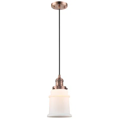 Innovations Lighting Canton 6" Antique Copper Cord Hung Mini Pendant W/ Matte White Shade
