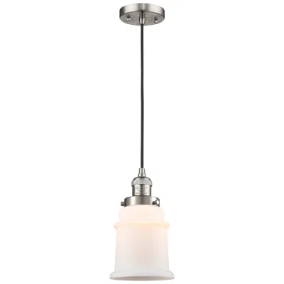 Innovations Lighting Canton 6" Brushed Satin Nickel Cord Hung Mini Pendant W/ Matte White S