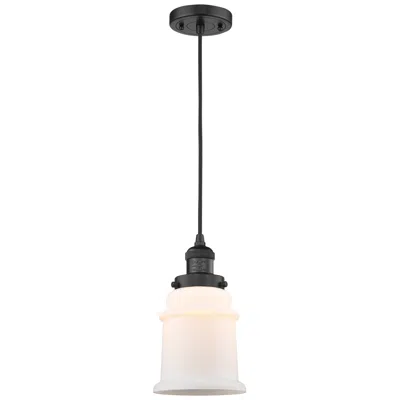 Innovations Lighting Canton 6" Matte Black Cord Hung Mini Pendant W/ Matte White Shade