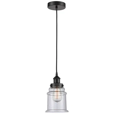 Innovations Lighting Canton 6" Matte Black Mini Pendant W/ Seedy Shade