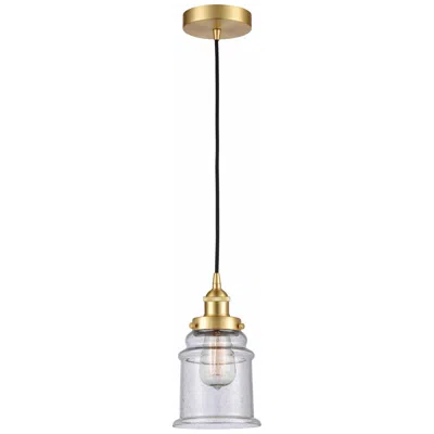 Innovations Lighting Canton 6" Satin Gold Mini Pendant W/ Seedy Shade