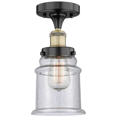 Innovations Lighting Canton 6" Wide Black Antique Brass Semi.flush Mount With Seedy Glass S