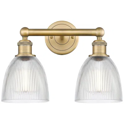 Innovations Lighting Castile 15" Wide 2 Light Brushed Brass Bath Vanity Light With Clear Sh In Gold